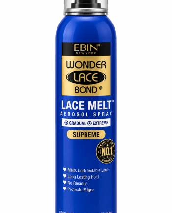Ebin Lace Melt Aerosol Spray Supreme 180 ml spray aérosol de finition pour lace wigs et dentelle.