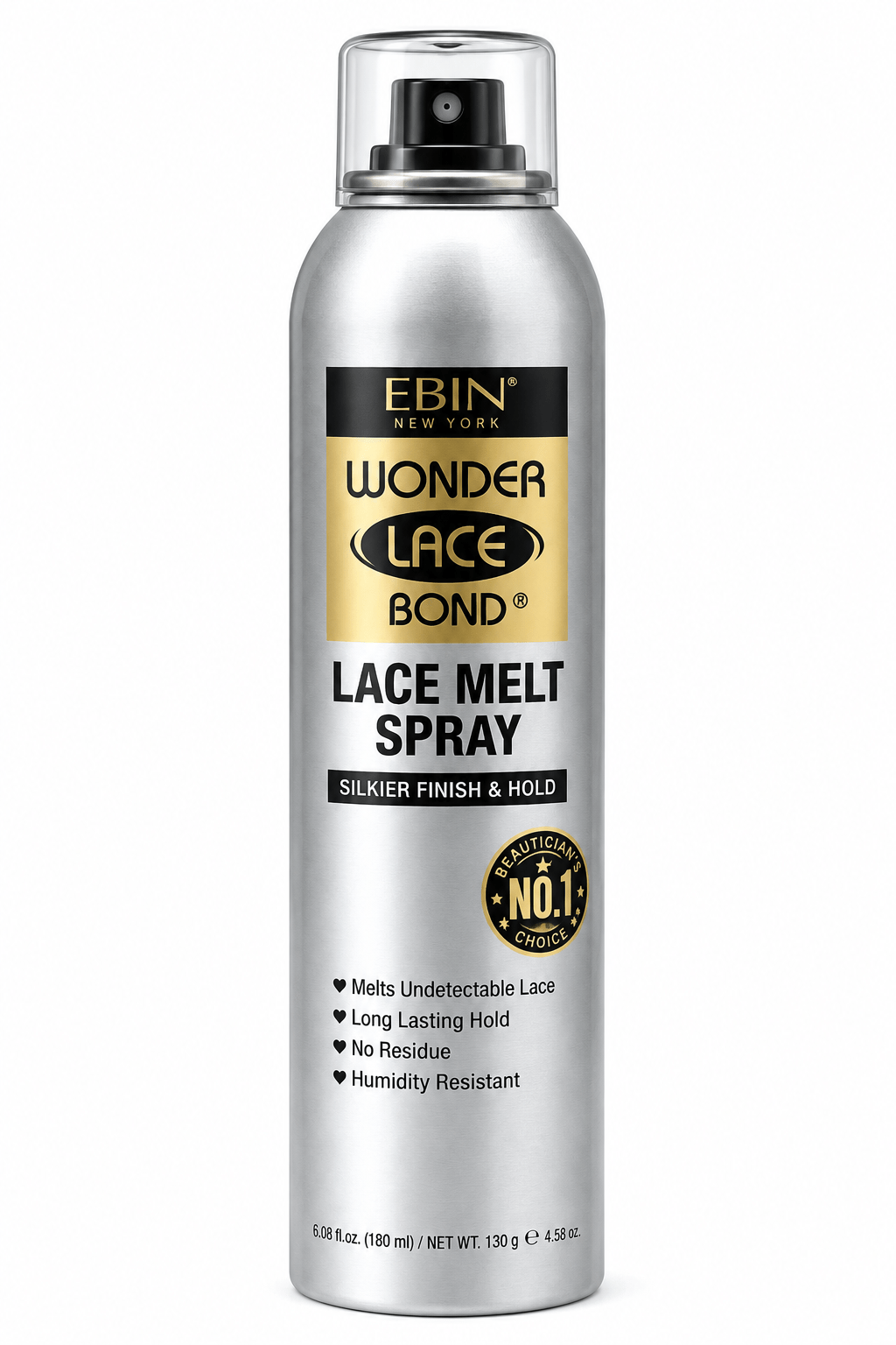 Ebin Lace Melt Spray 180 ml—a finishing spray for lace wigs and lace.
