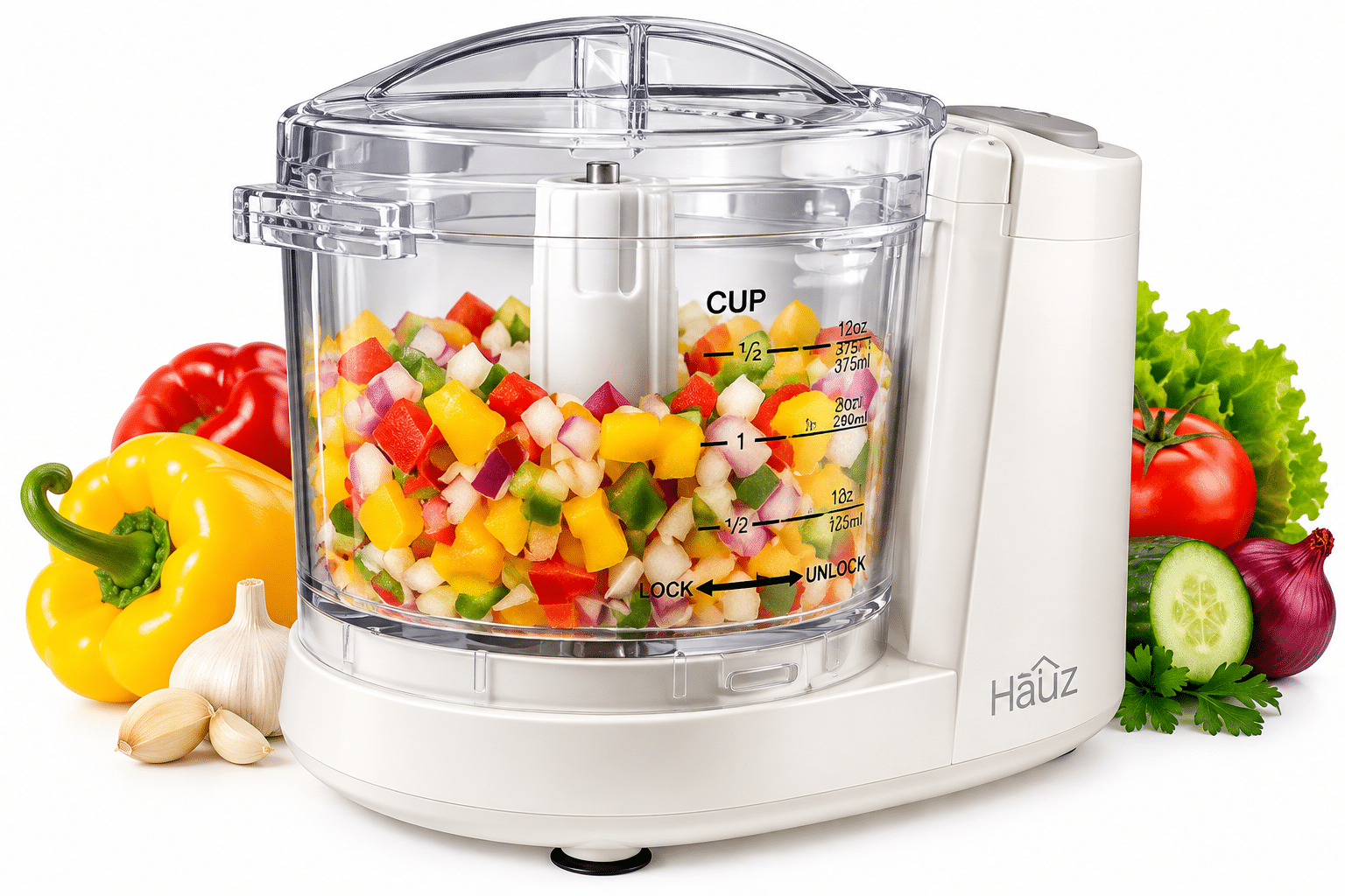 Haûz Living Mini hachoir 1,5 tasse 375 ml 100 W