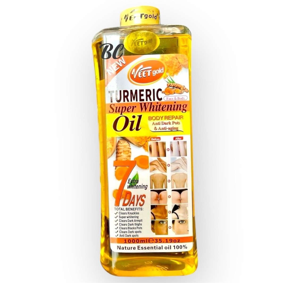 Veet Gold Turmeric Super Whitening Body Repair Oil 7 Days, 1000 Ml