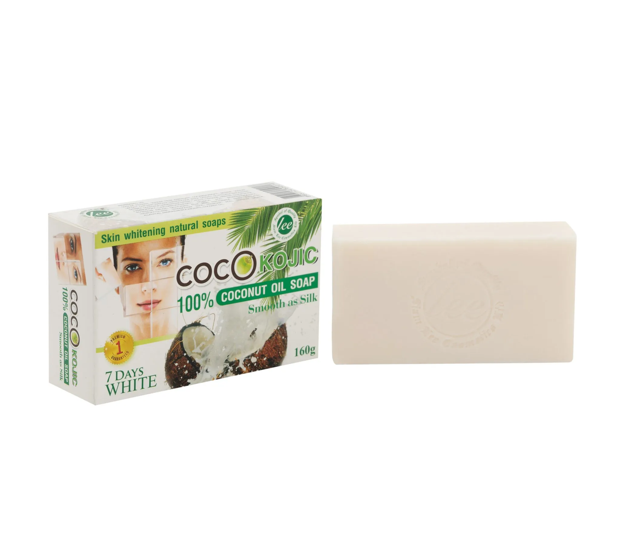 7 Days White Coconut Oil Soap, 160 g, for the face and body.