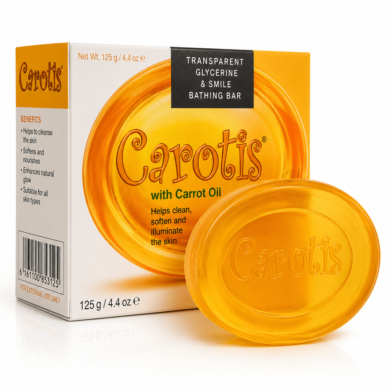 Carotis savon transparent à huile de carotte 125 g savon de beauté éclat