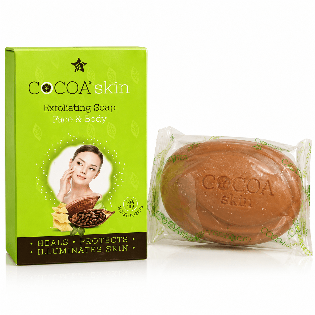 Cocoa Skin Savon exfoliant visage et corps 150 g.