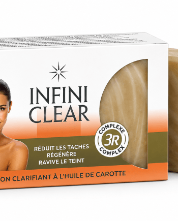 Infini Clear Savon Gommant 180 g savon exfoliant pour le corps.