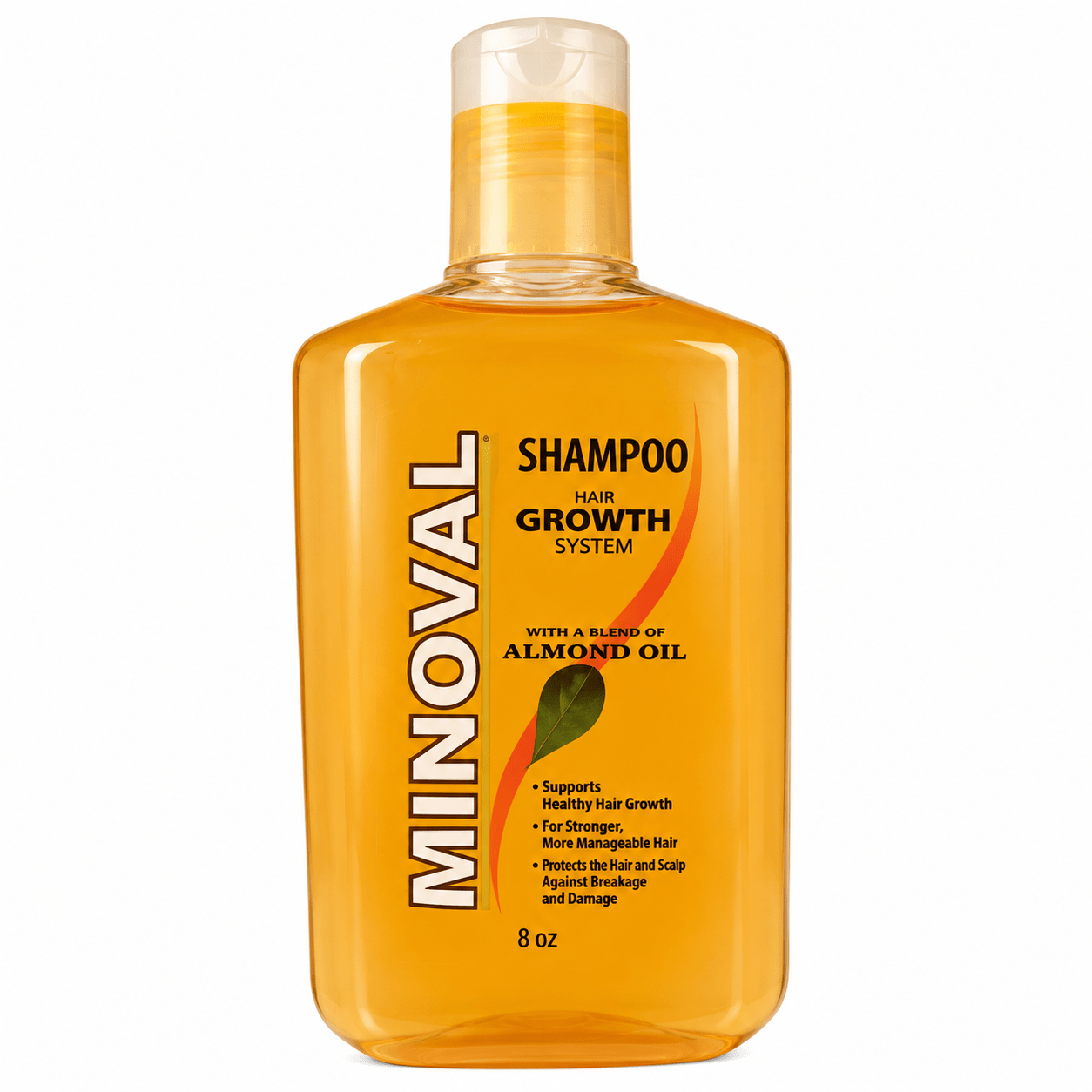 Minoval Hair Growth Shampoo, 8 fl. oz., for hair and scalp.
