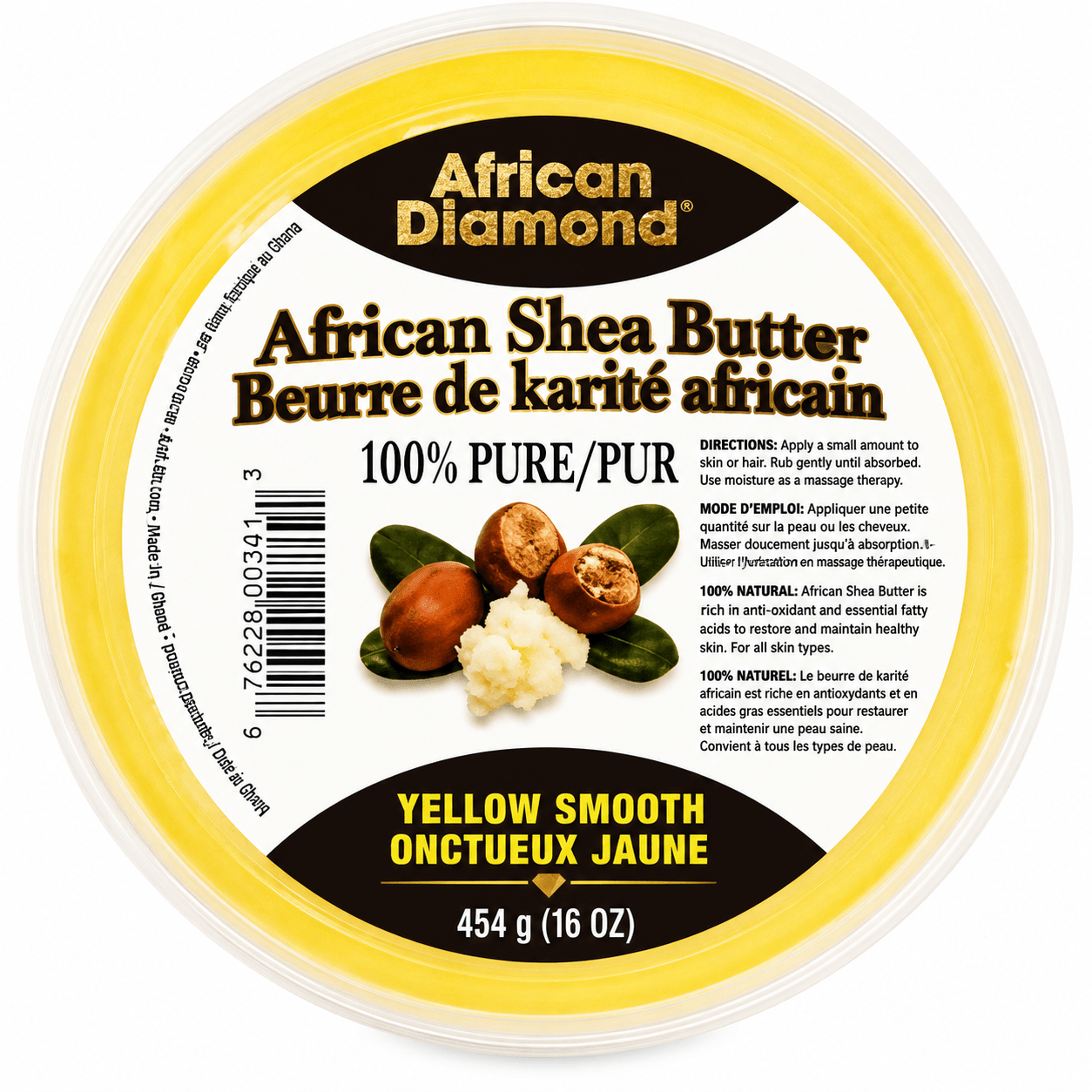 African Diamond Beurre de Karité Onctueux Jaune 624 g soin nourrissant pour la peau