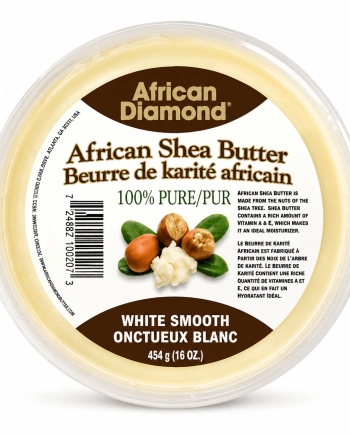 African Diamond beurre de karité onctueux blanc 16 oz pour peau et cheveux.