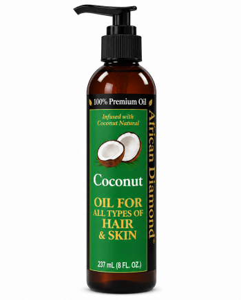 African Diamond huile de noix de coco 237 ml pour cheveux et peau.