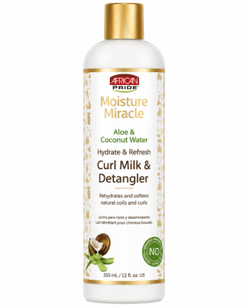 African Pride Moisture Miracle Curl Milk Detangler 12 oz lait démêlant hydratant pour cheveux bouclés et texturés