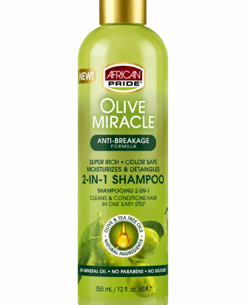 African Pride Olive Miracle 2-in-1 Shampoo 355 ml shampoing 2-en-1 à l’huile d’olive pour cheveux texturés