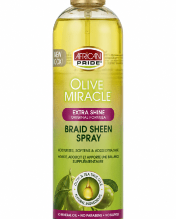 African Pride Olive Miracle Braid Sheen Spray 355 ml spray hydratant et brillant pour tresses et coiffures protectrices