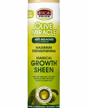 African Pride Olive Miracle Magical Growth Sheen 8 oz spray de brillance pour cheveux secs et texturés