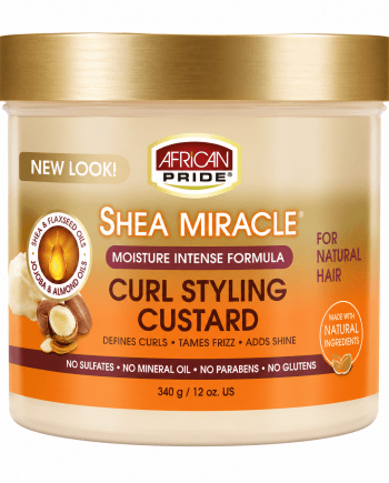 African Pride Shea Miracle Curl Styling Custard 12 oz crème-gel coiffante pour boucles et cheveux texturés