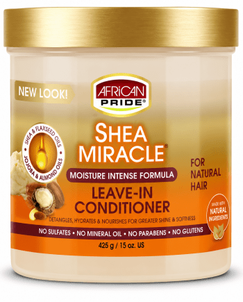 African Pride Shea Miracle Leave-In Conditioner 15 oz soin sans rinçage au beurre de karité pour cheveux secs et texturés