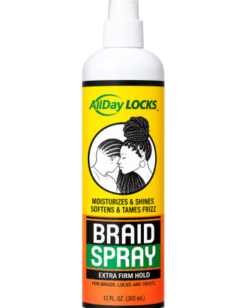 AllDay Locks Braid Spray 12 oz spray hydratant pour tresses et coiffures protectrices.