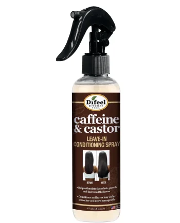 Difeel Caffeine & Castor Leave-In Conditioning Spray 6 oz soin sans rinçage à la caféine et à l’huile de ricin