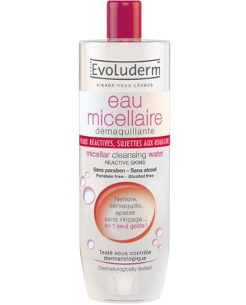 Evoluderm - Démaquillante Eau Micellaire Peaux Réactives, Sujettes aux Rougeurs 500 ml