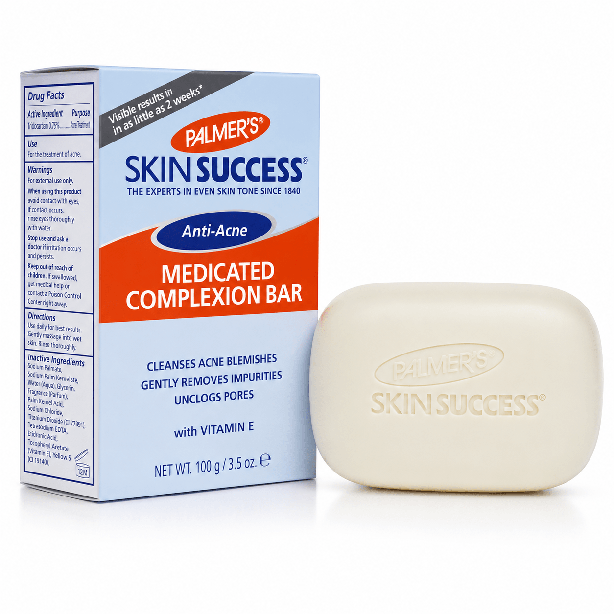 Palmer's Skin Success Anti-Acne Medicated Complexion Bar, 100 g, for blemish-prone skin.