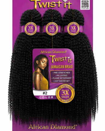 African Diamond 3X Pre-Stretched Twist It Jamaican Braid #2 fibre pré-étirée pour tresses et twists