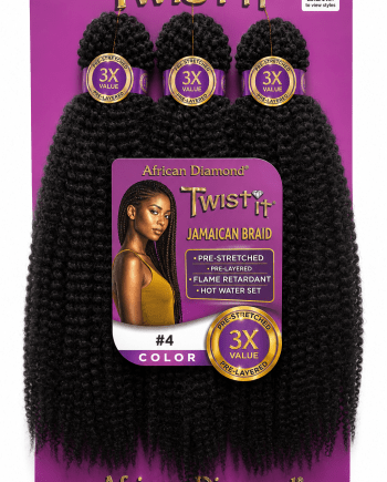 African Diamond 3X Pre-Stretched Twist It Jamaican Braid #4 fibre pré-étirée pour tresses et twists