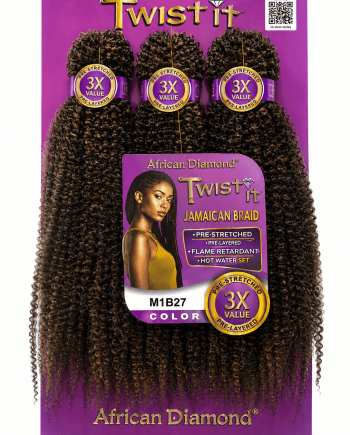 African Diamond 3X Pre-Stretched Twist It Jamaican Braid #M1B27 fibre pré-étirée pour tresses et twists
