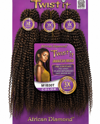 African Diamond 3X Pre-Stretched Twist It Jamaican Braid #M1B30 fibre pré-étirée pour tresses et twists
