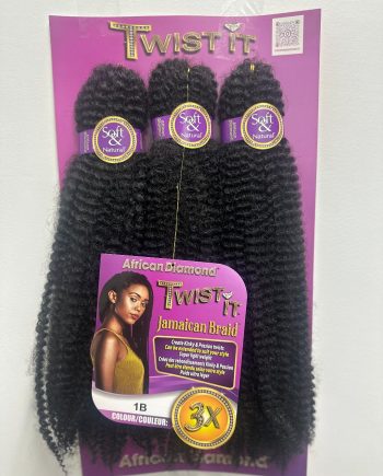 African Diamond - 3X Pre-stretched twist it Jamaican braid, #1B