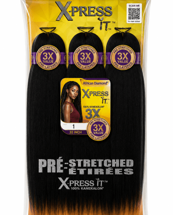 African Diamond 3X X-Press It 100 % Kanekalon 32 in #1 fibre pour tresses longues et coiffures protectrices