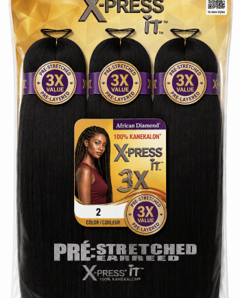 African Diamond 3X X-Press It 100 % Kanekalon 32 in #2 fibre pour tresses longues et coiffures protectrices