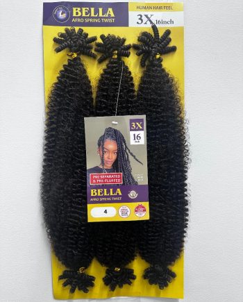 Bella - 3X Afro spring twist human hair feel 16 inch, color 4
