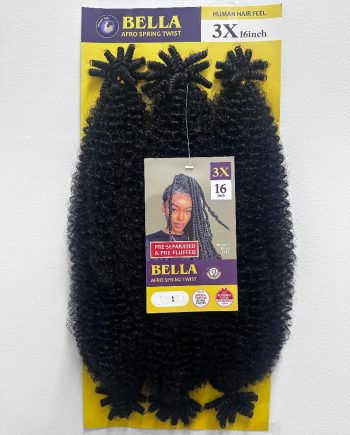 Bella - Afro Spring Twist Human Hair Feel 16 in, color 1
