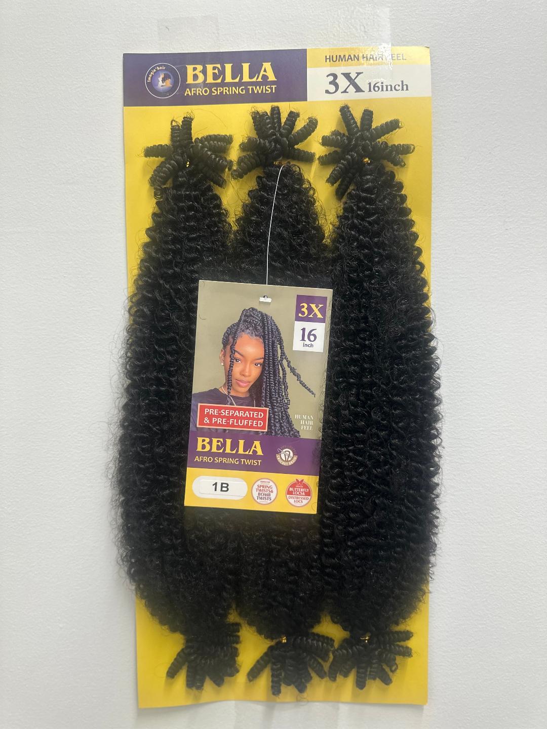 Bella - Afro Spring Twist Human Hair Feel 16 in, color 1B