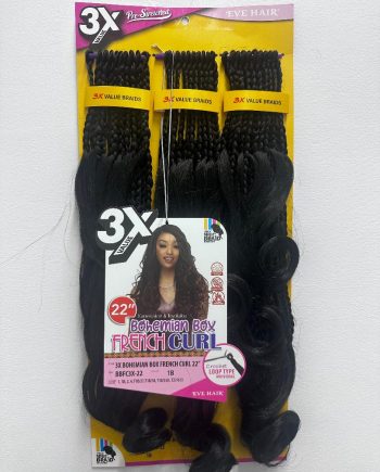 Eve Hair - 3X Bohemian Box French Curl 22 in, #1B