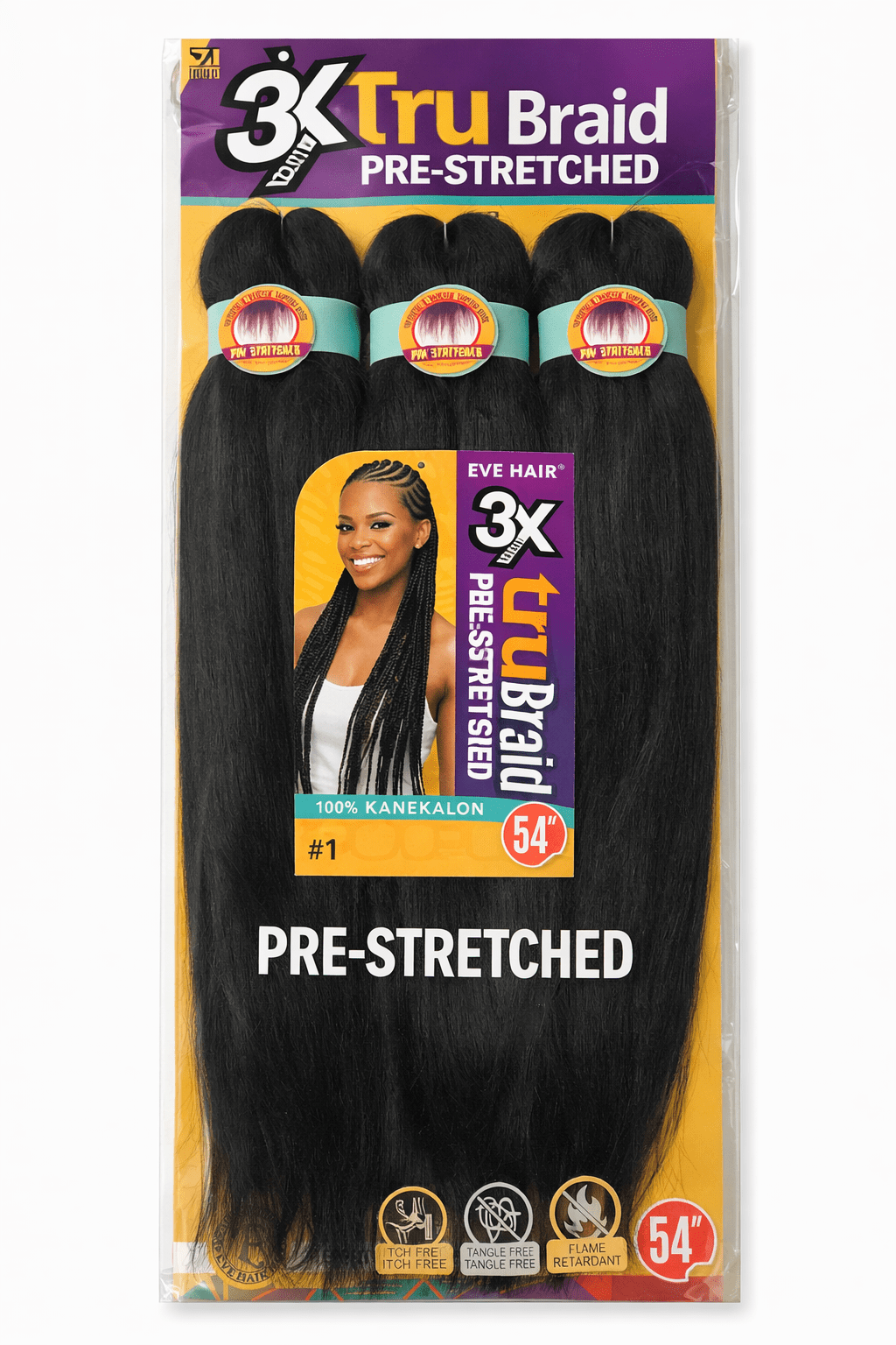 Eve Hair - 3X Tru Braid Pre-stretched 54 in, #2