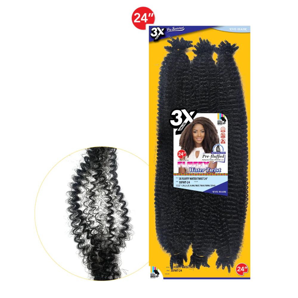 Eve Hair - 3X kanekalon fluffy water twist 24 in, couleur 1