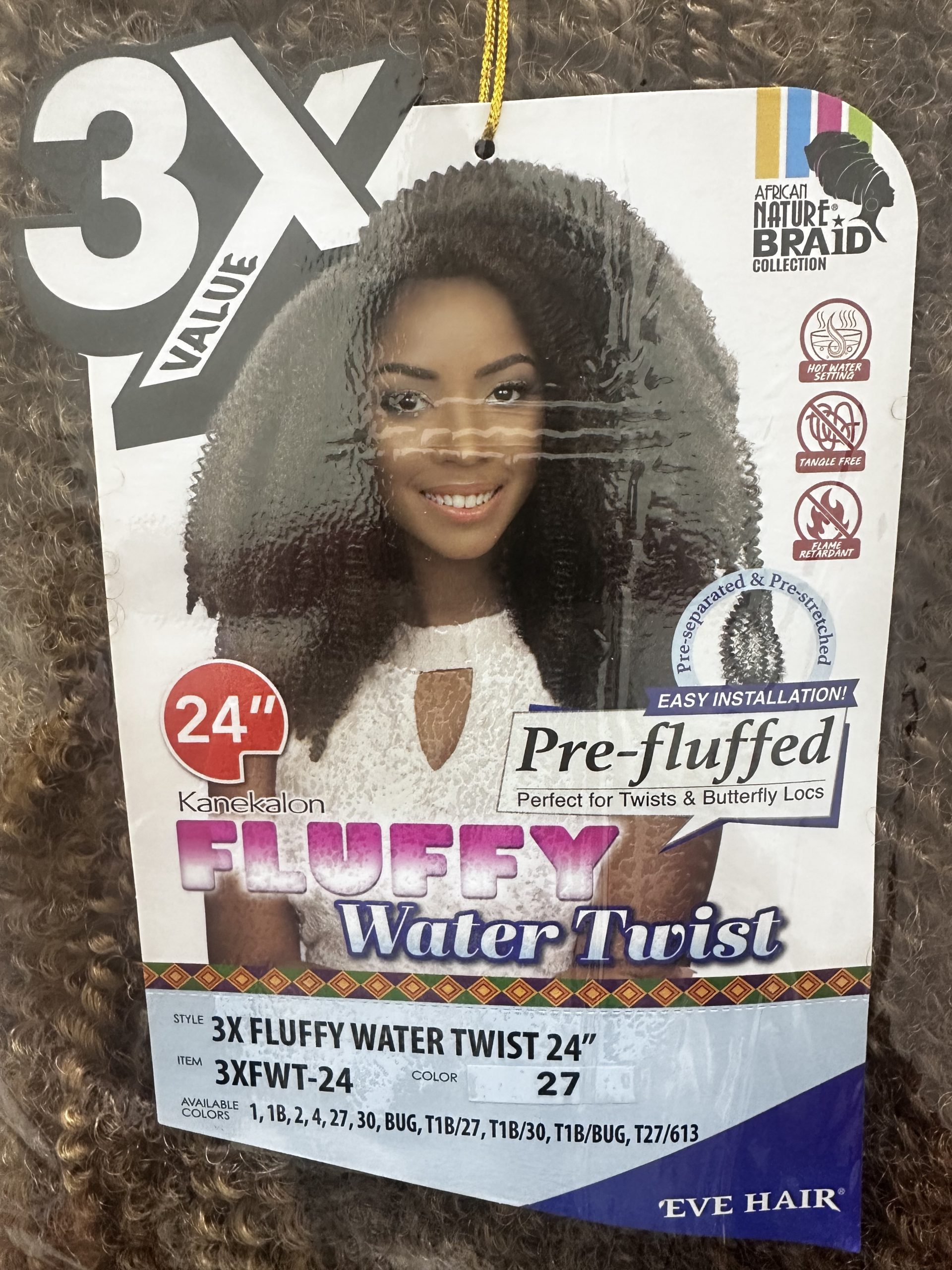 Eve Hair - 3Kanekalon Fluffy Water Twist 24 in, color 27