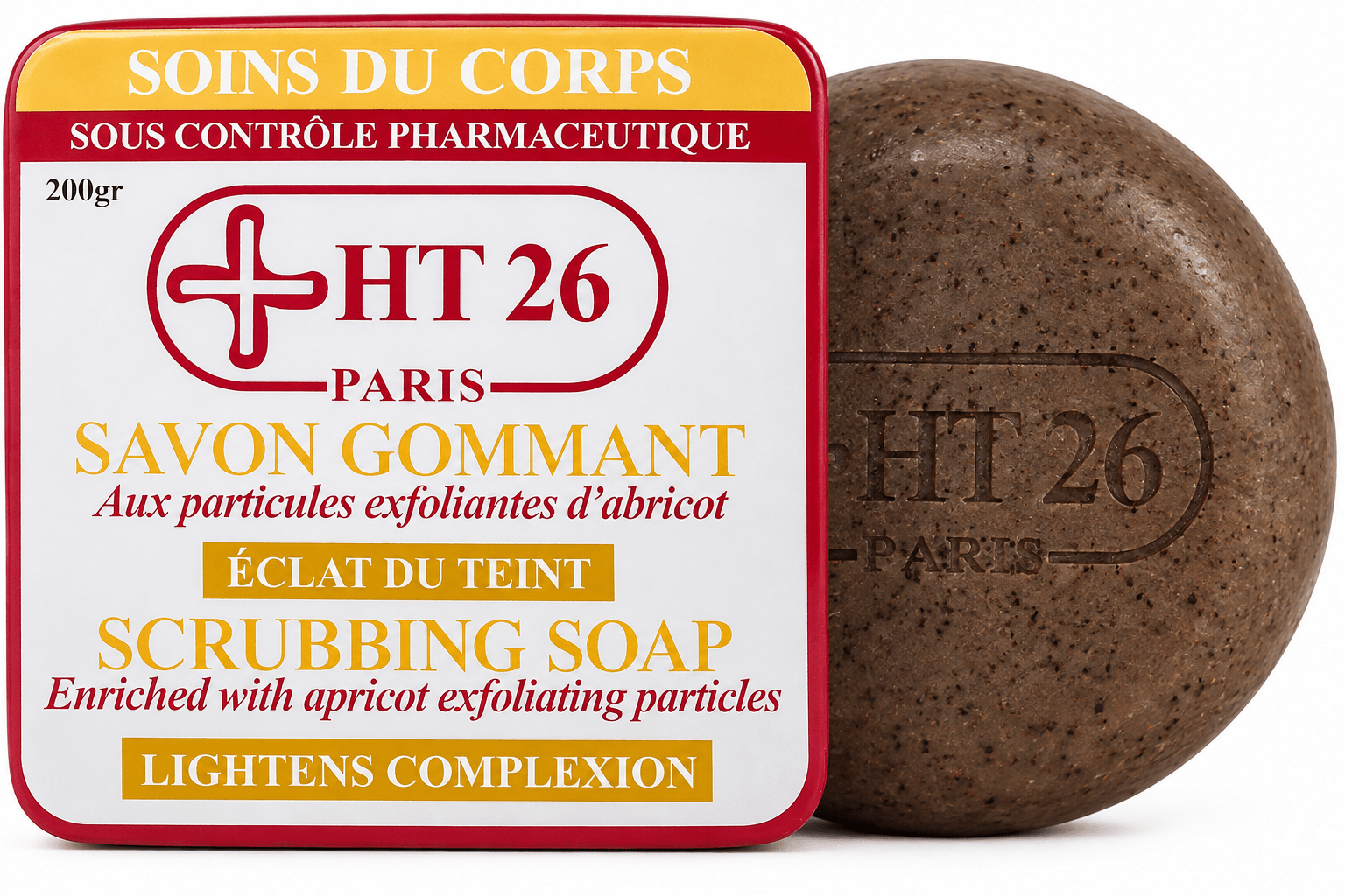 HT26 Paris Savon Gommant aux Particules d'Abricot 200 g soin corporel.