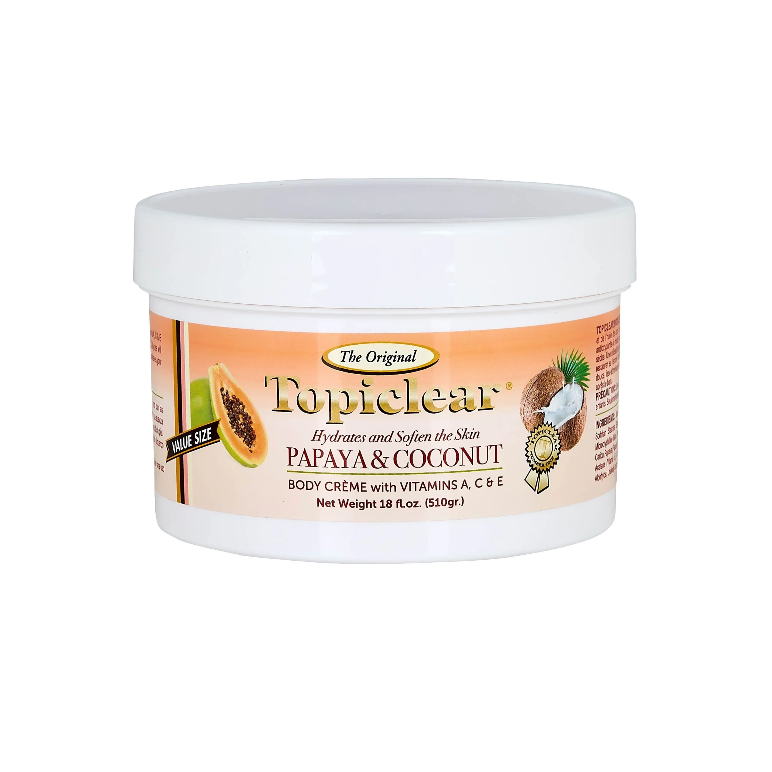 Topiclear - Crème Corporelle Papaya & Coconut 18 oz