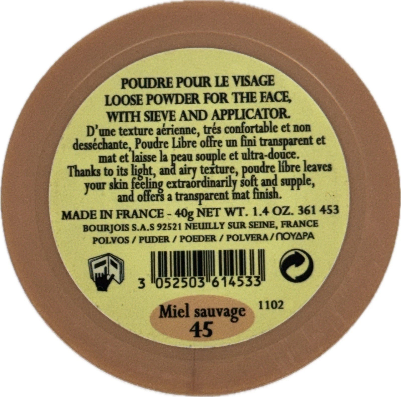 Bourjois Paris Poudre Libre Miel Sauvage 45 Visage, 40 g