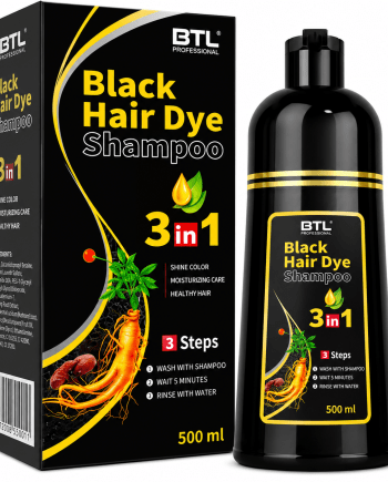 BTL Professional Black Hair Dye Shampoo 3 in 1 500 ml shampooing colorant noir cheveux