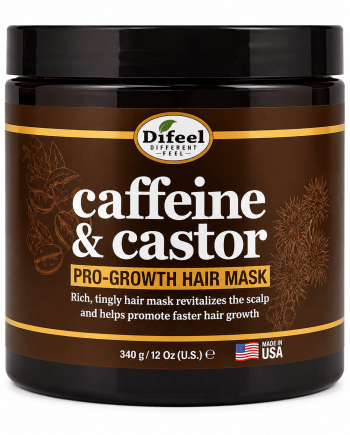 Difeel Caffeine & Castor Pro-Growth Hair Mask 340 g pour cheveux secs et fragiles.