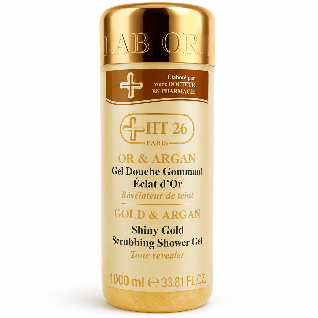 HT26 gel douche gommant éclat or 1000 ml soin exfoliant corps