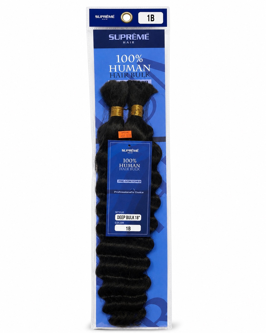 Suprême Hair Deep Bulk 18 po couleur #1B en cheveux humains