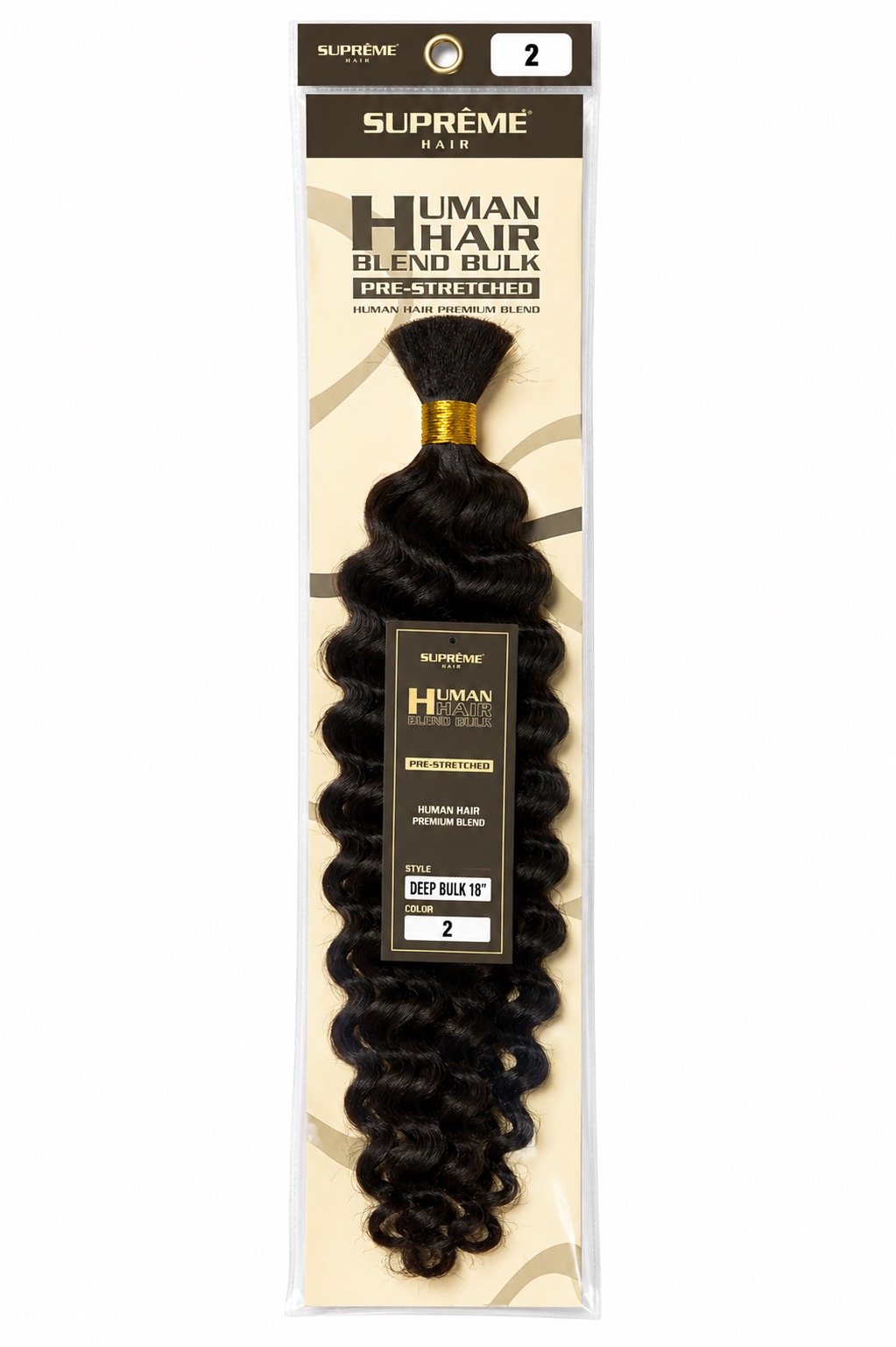 Suprême Hair Dominican Curl Bulk 24 po couleur #2 en cheveux humains