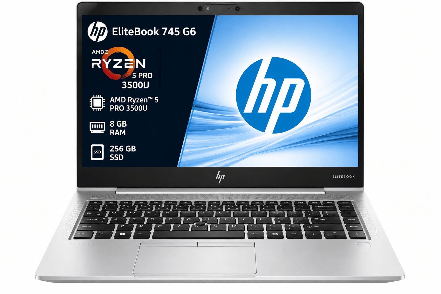 HP EliteBook 745 G6 ordinateur portable AMD Ryzen 5 PRO 3500U 8 Go RAM 256 Go SSD.