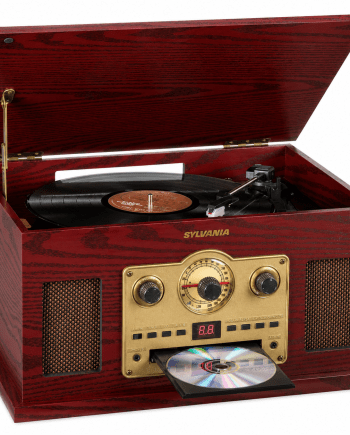 Proscan Nostalgia 6-en-1 brun avec tourne-disque 3 vitesses, CD, cassette et radio AM/FM