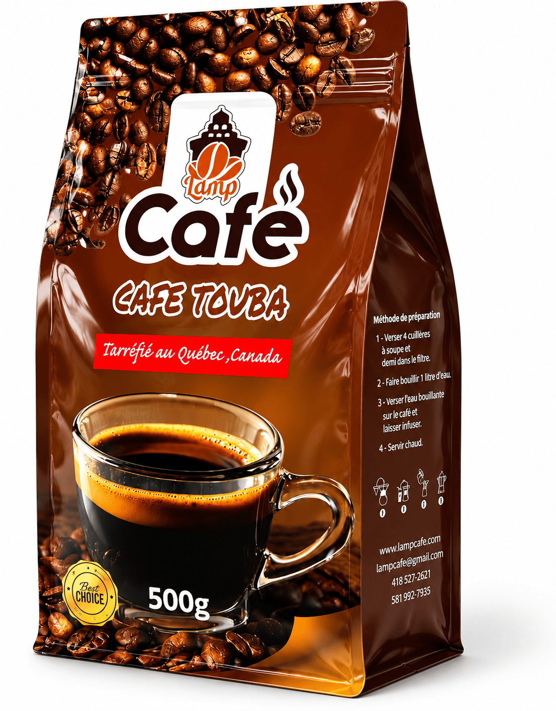 Café Touba Moulu 500 g torréfié au Québec.