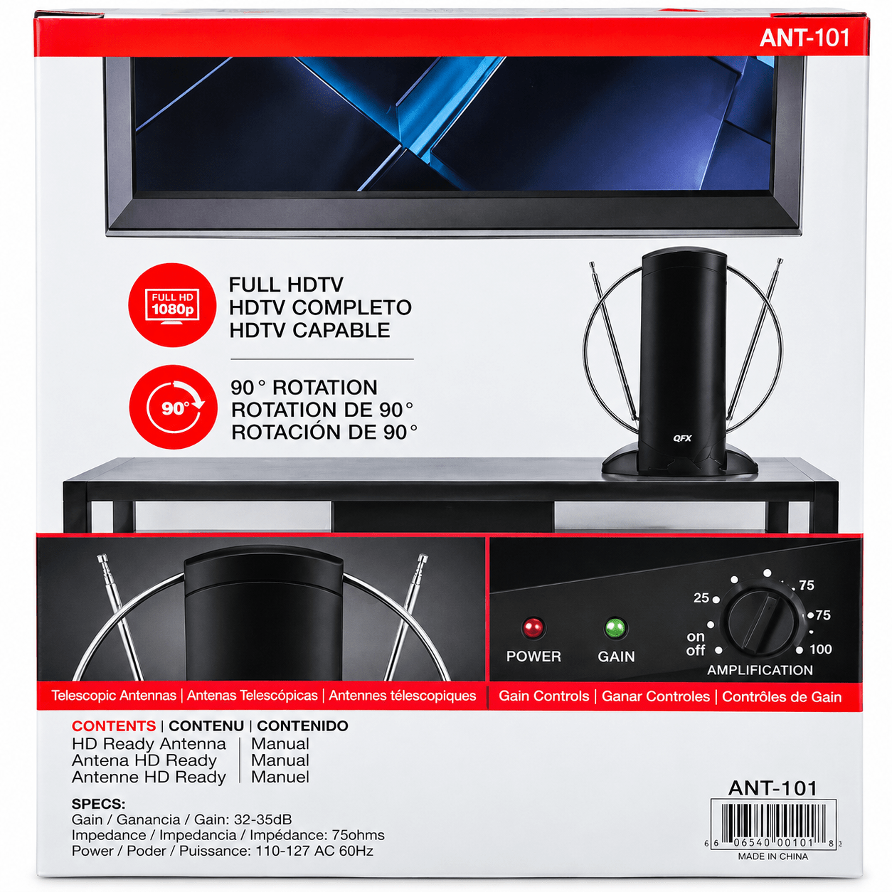 QFX Antenne HDTV numérique intérieure