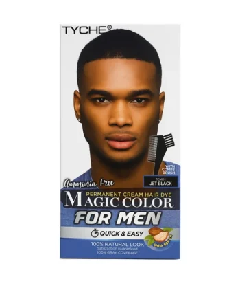 TYCHE Permanent Cream Hair Dye Magic Color for Men Jet Black coloration permanente noire pour hommes.
