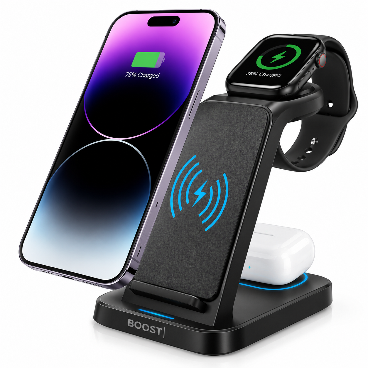 BOOST| 3-in-1 Wireless Charging Station - Black